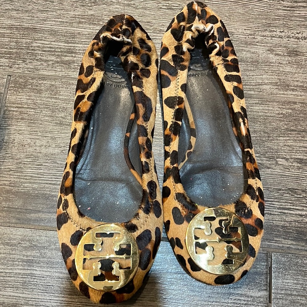 Tory Burch pony hair leopard ballet flat